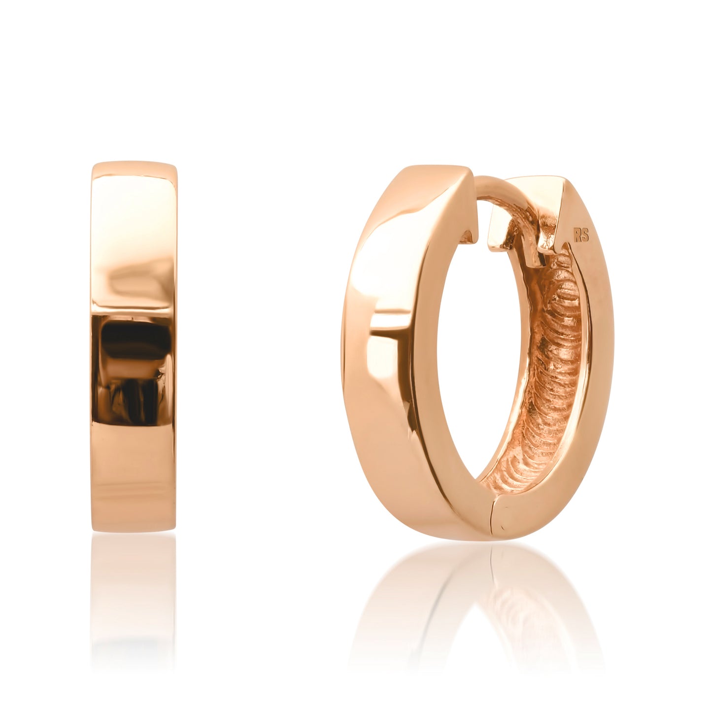 14k Gold Thick Huggie Hoop Earrings