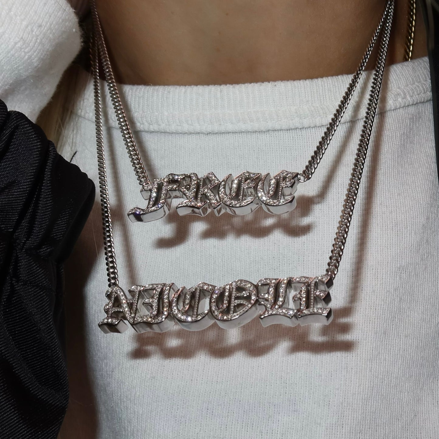 14k Gold Diamond Thick Nameplate Necklace