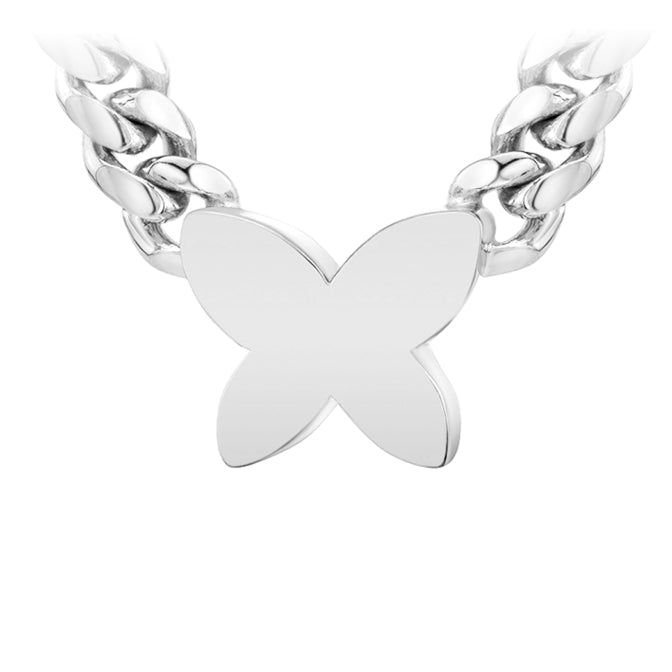 14K Gold Thick Miami Cuban Link Thick Floating Butterfly Necklace