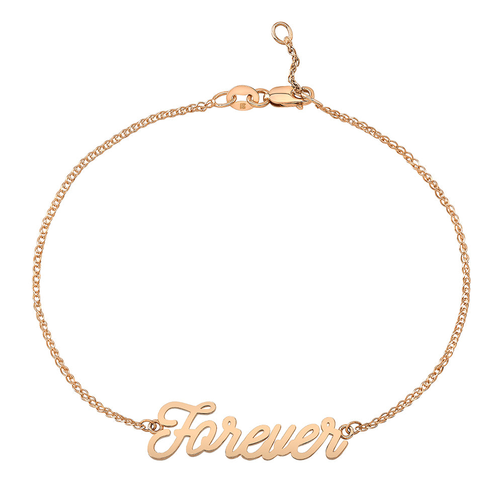 14k Gold Script Forever Bracelet