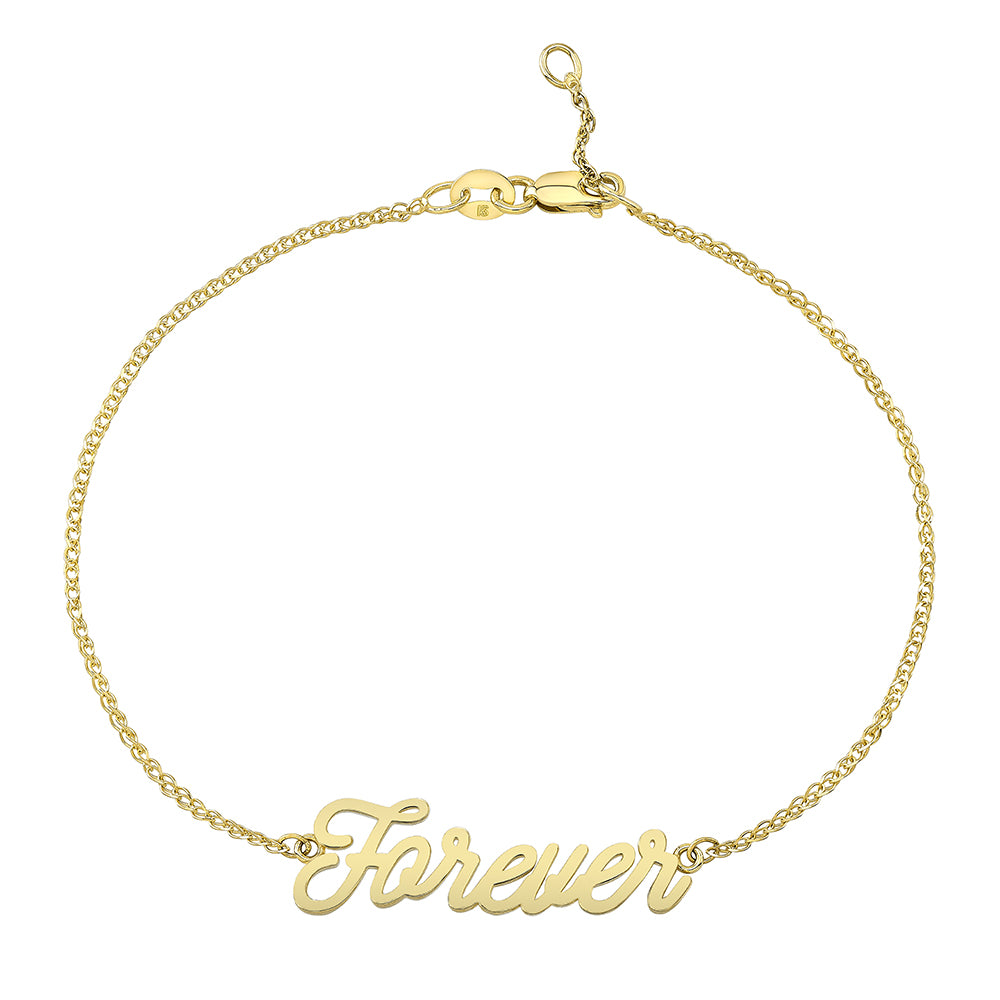 14k Gold Script Forever Bracelet