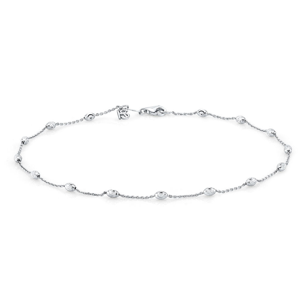 14k Gold Diamond Cut Beaded Chain Anklet