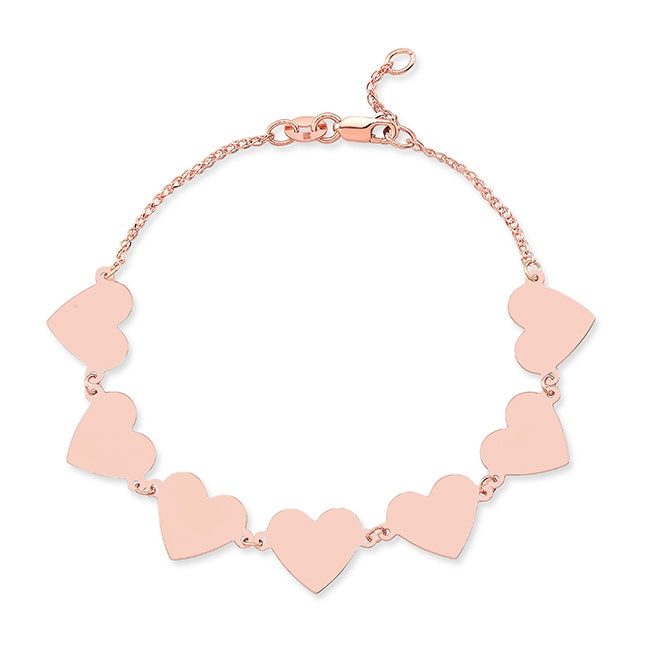 14k Gold 7 Floating Heart Bracelet