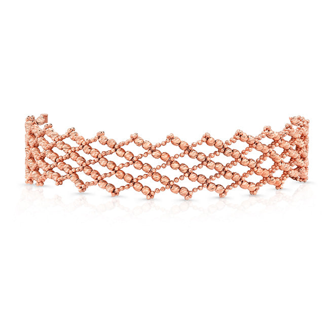 14k Gold Diamond Cut Crosshatch Choker