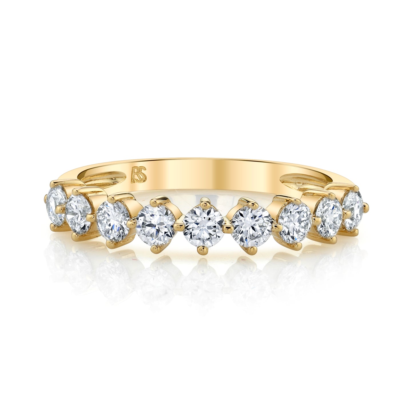 14k Gold Diamond Compass Stack Ring