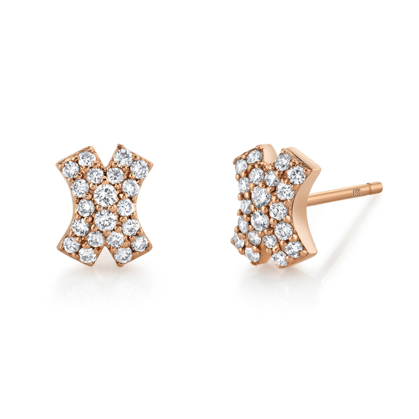 14k Gold Diamond Pave X Earrings