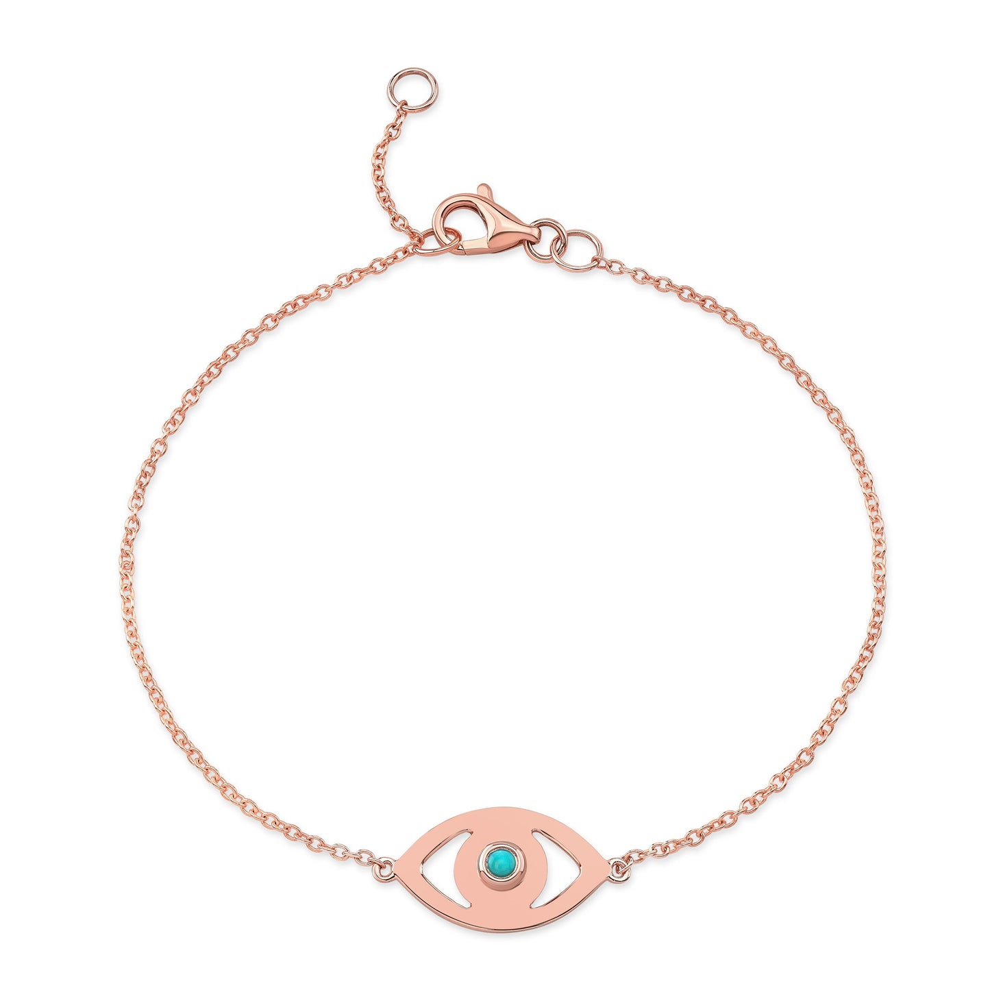 14k Gold Turquoise Bezel Evil Eye Bracelet