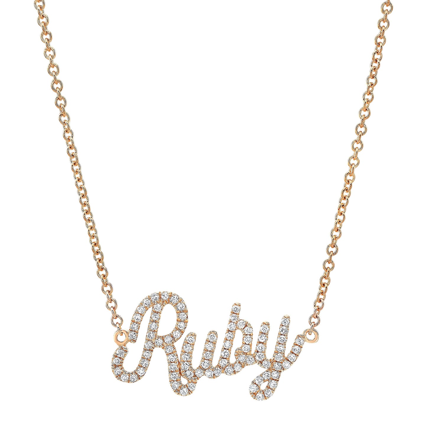 14k Gold Diamond Nameplate Necklace