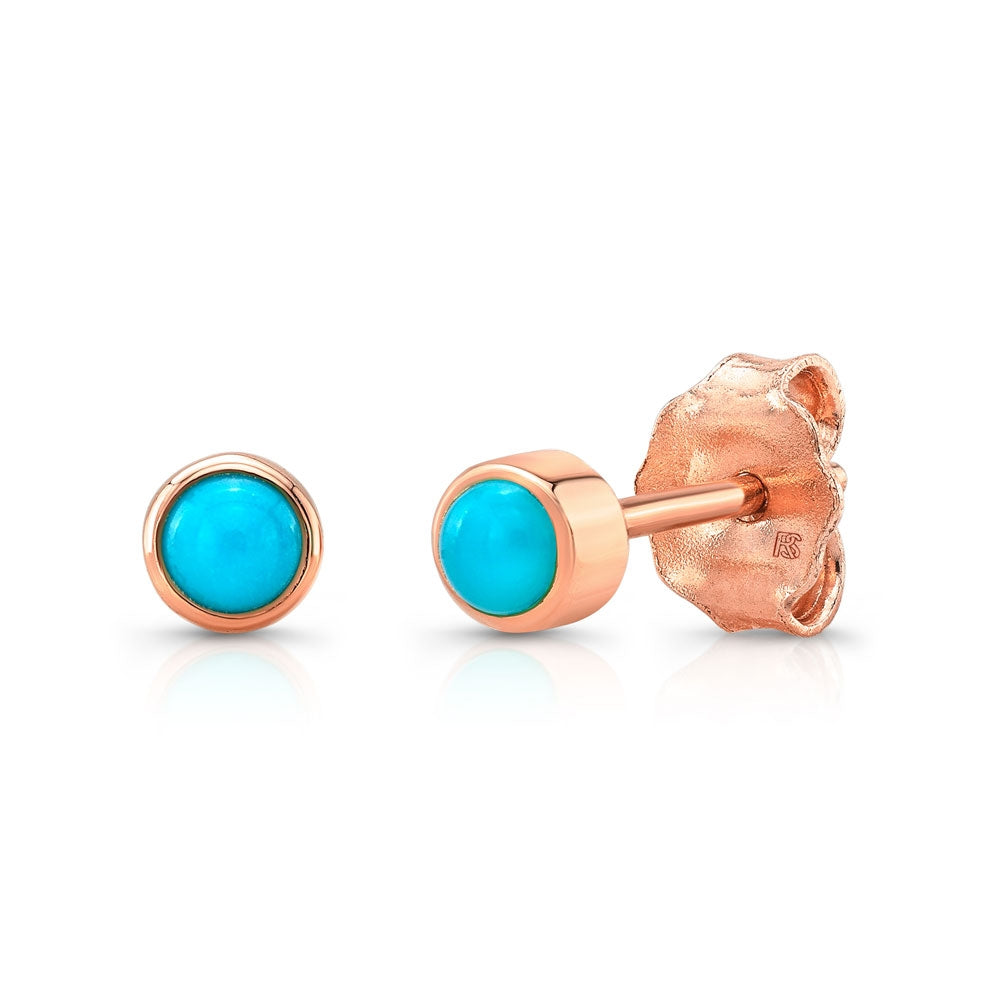 14k Gold Bezel Set Turquoise Stud Earrings