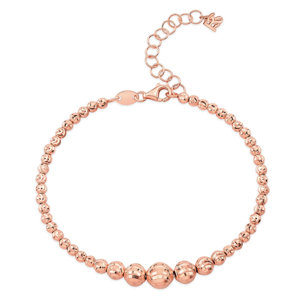 14k Gold Graduated Diamond Cut Bead Bracelet