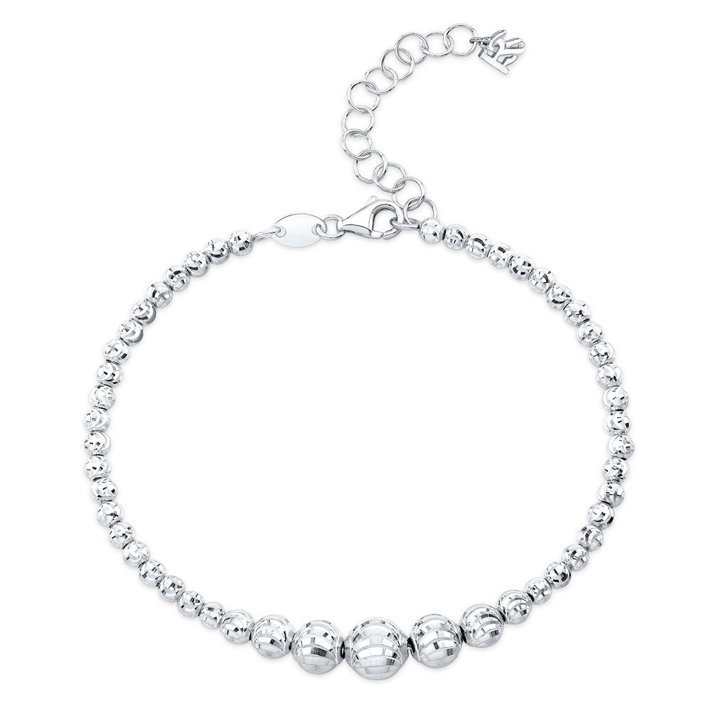 14k Gold Graduated Diamond Cut Bead Bracelet