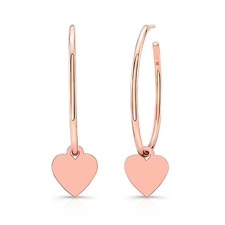 14k Gold Floating Heart Hoop Charm