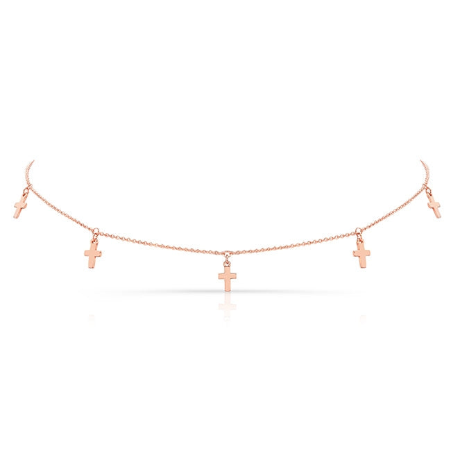14k Gold 5 Cross Necklace