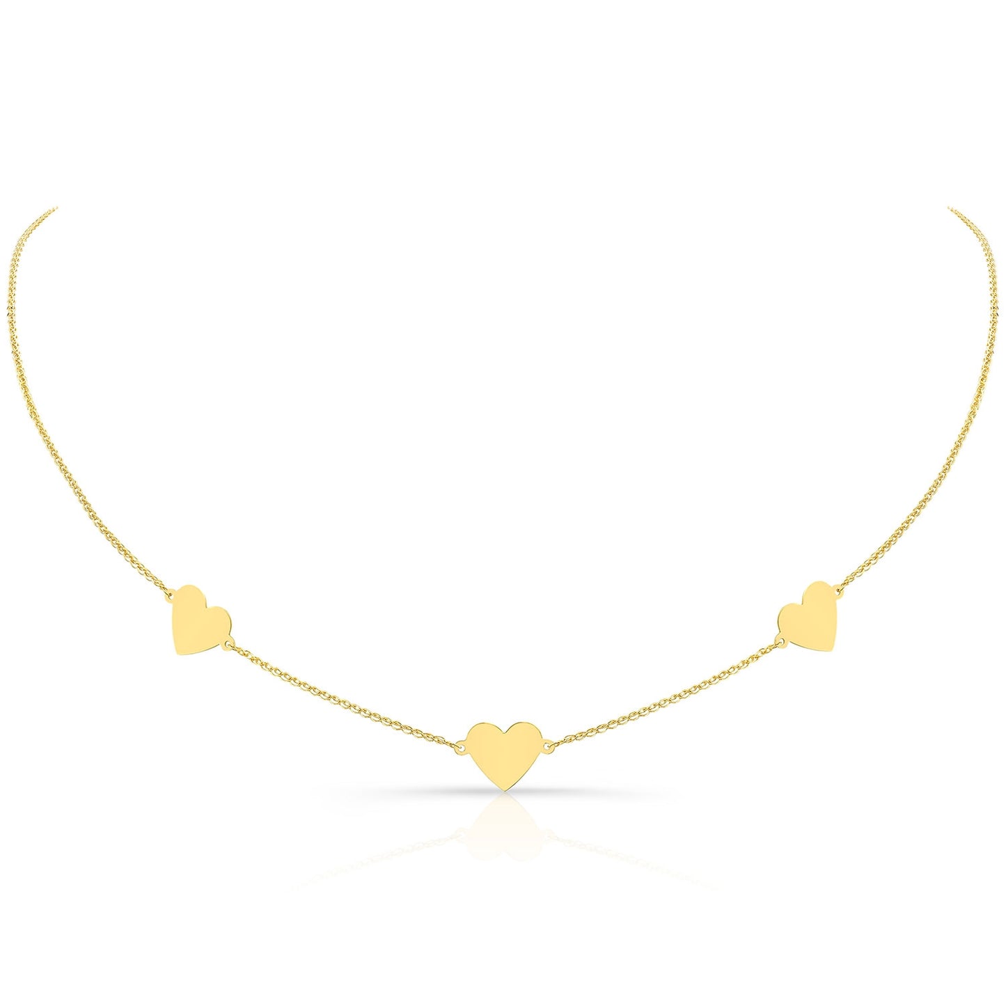 14k Gold Triple Floating Heart Necklace