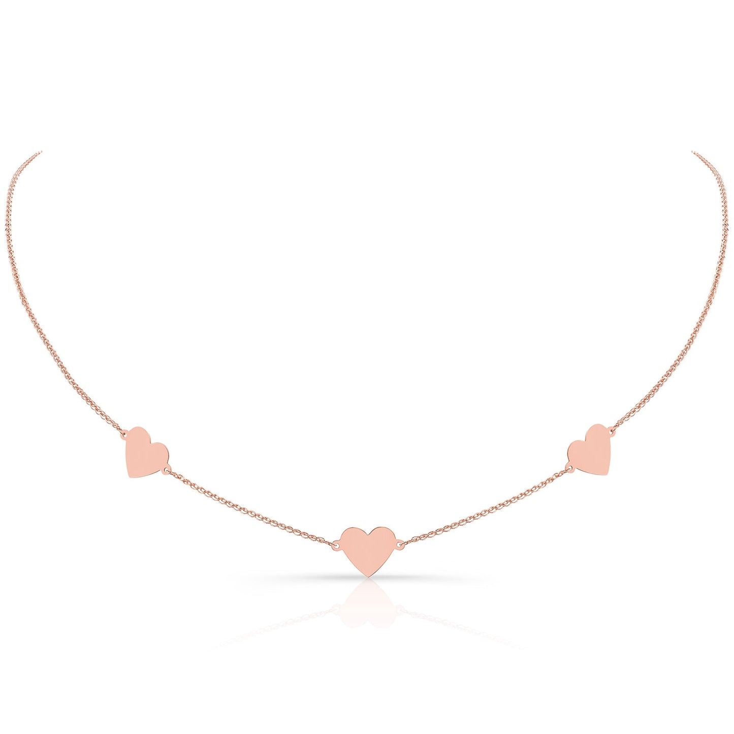 14k Gold Triple Floating Heart Necklace