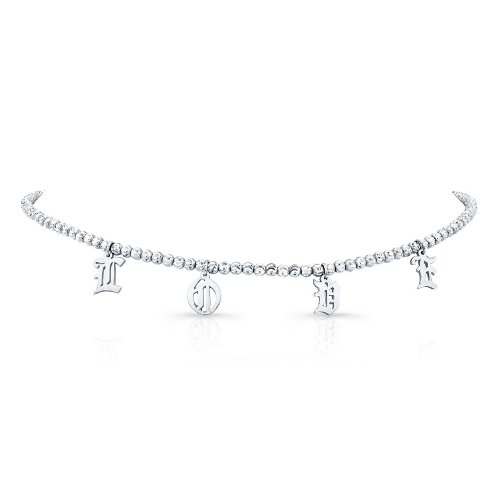 14k Gold Personalized Diamond Cut Bead Choker