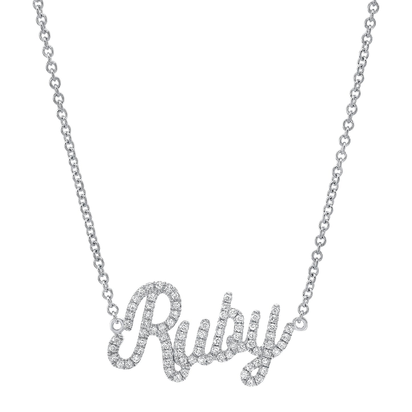 14k Gold Diamond Nameplate Necklace