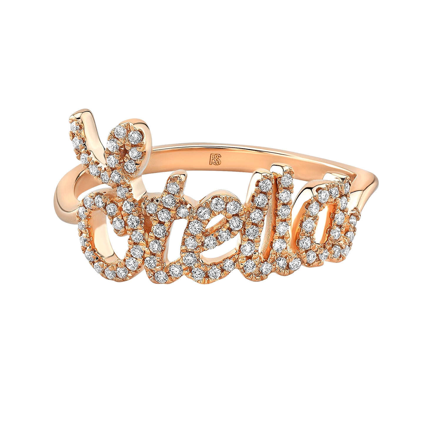 14k Gold Diamond Script Name Ring
