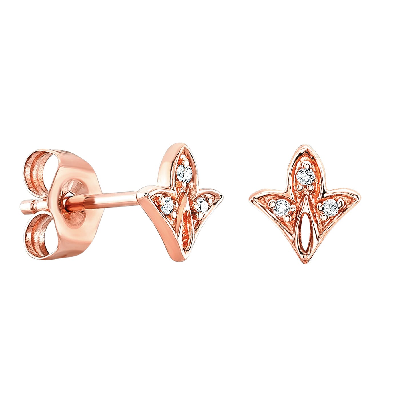 14k Gold Diamond Mini Leaf Stud Earrings