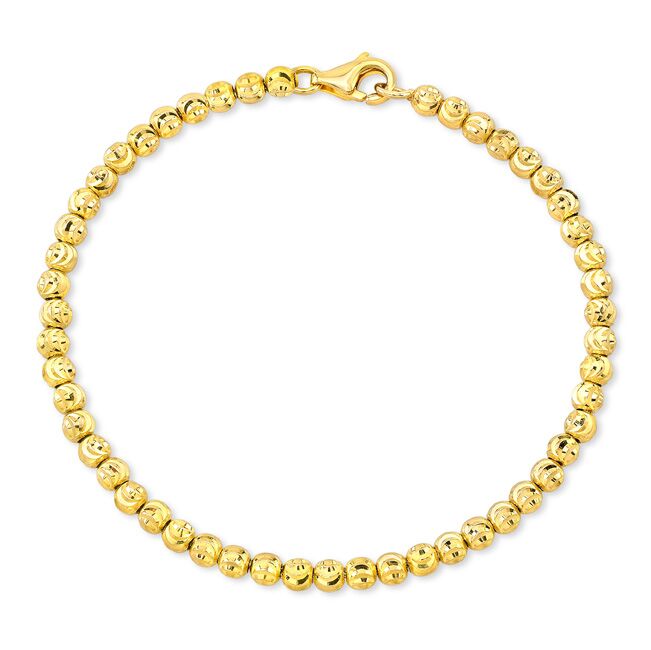 14k Gold Diamond Cut Bead Bracelet