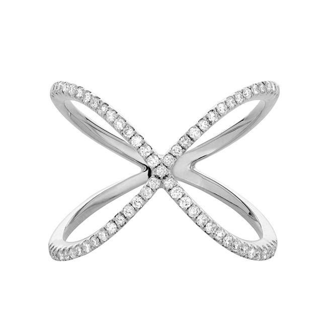 Home 14k White Gold Diamond Infinity X Ring