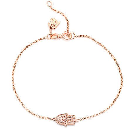 14k Gold Diamond Hamsa Hand Bracelet