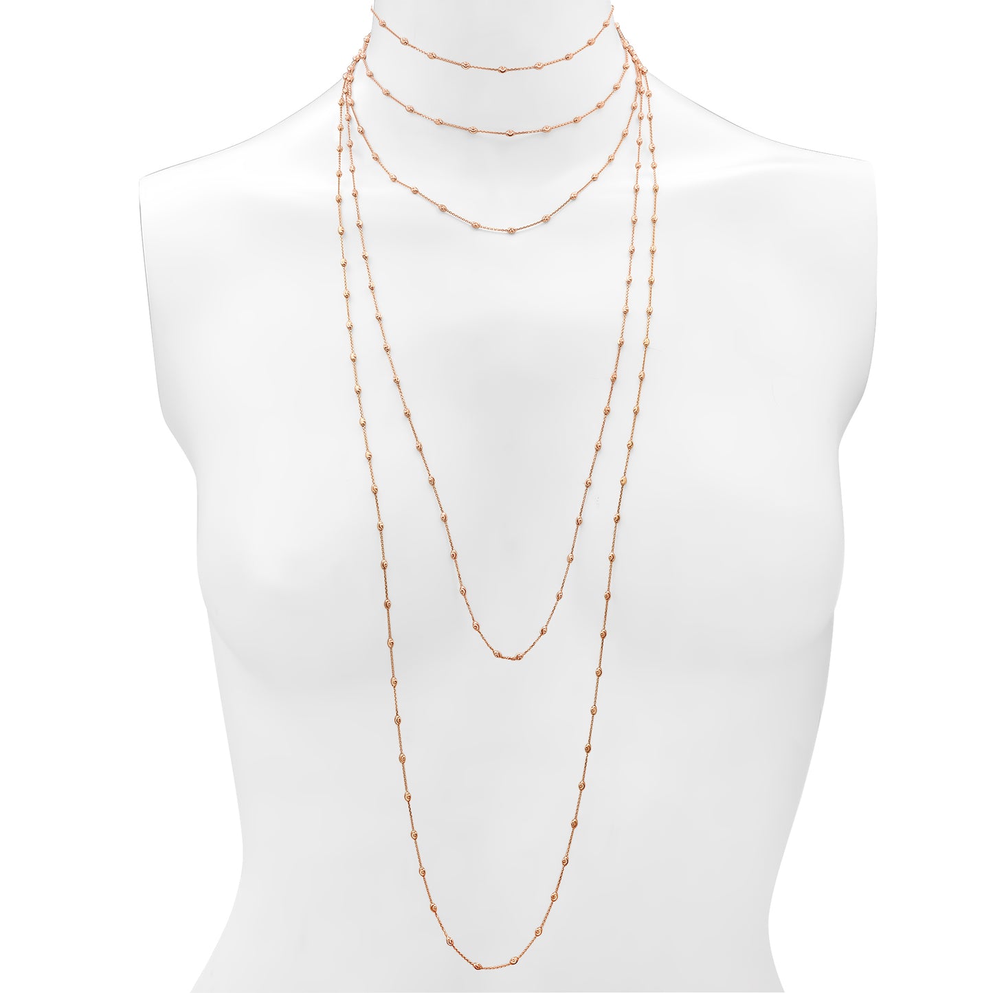 14k Gold Diamond Cut Beaded Chain Necklace