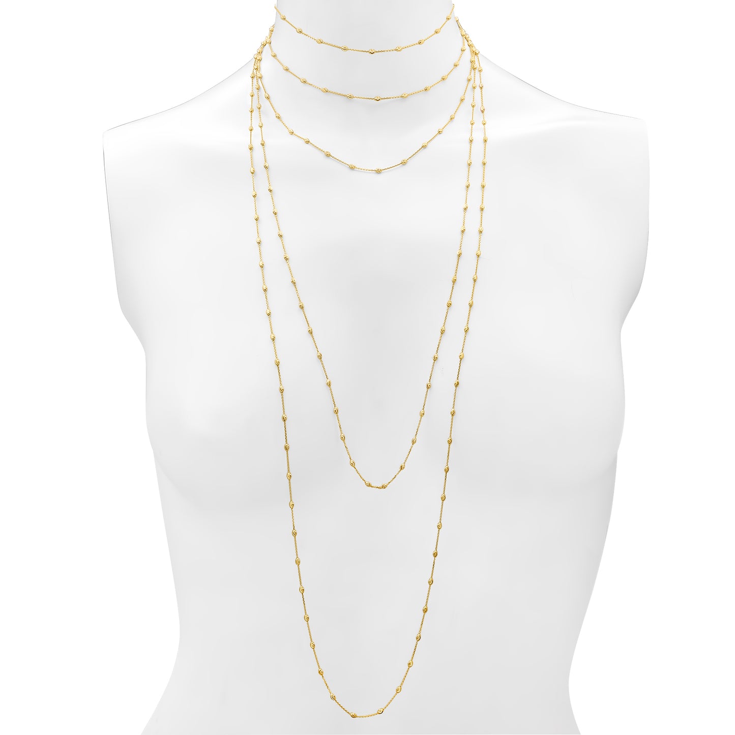14k Gold Diamond Cut Beaded Chain Necklace