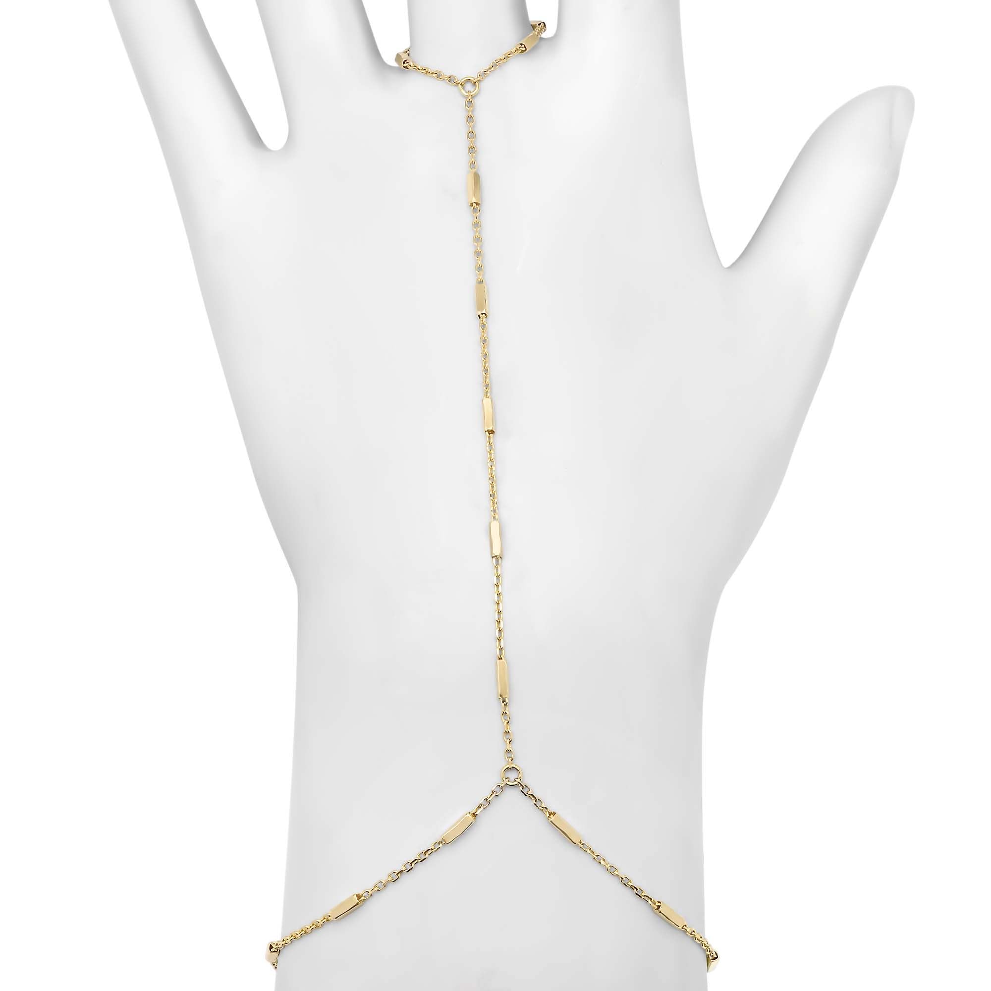 14k Gold Bar Chain Hand Chain – RUBY STELLA