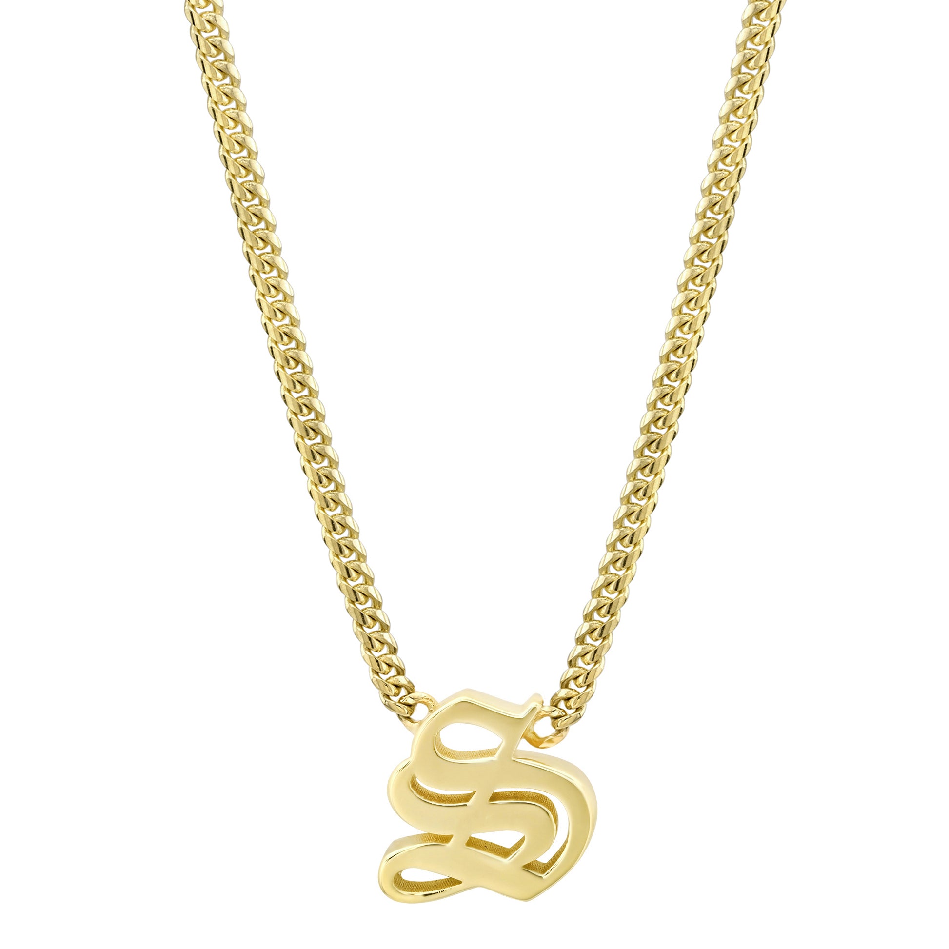Gold Cuban Chain Cuban Link Initial Necklace 14k Gold Mini Miami