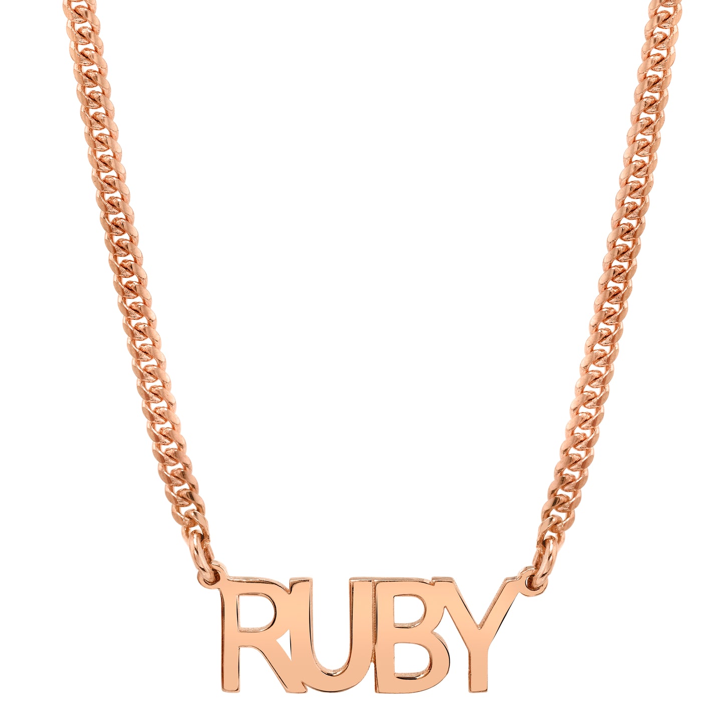 14k Gold Mini Miami Cuban Link Nameplate Necklace