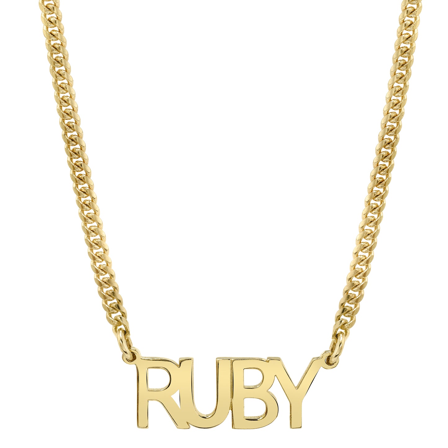 14k Gold Mini Miami Cuban Link Nameplate Necklace