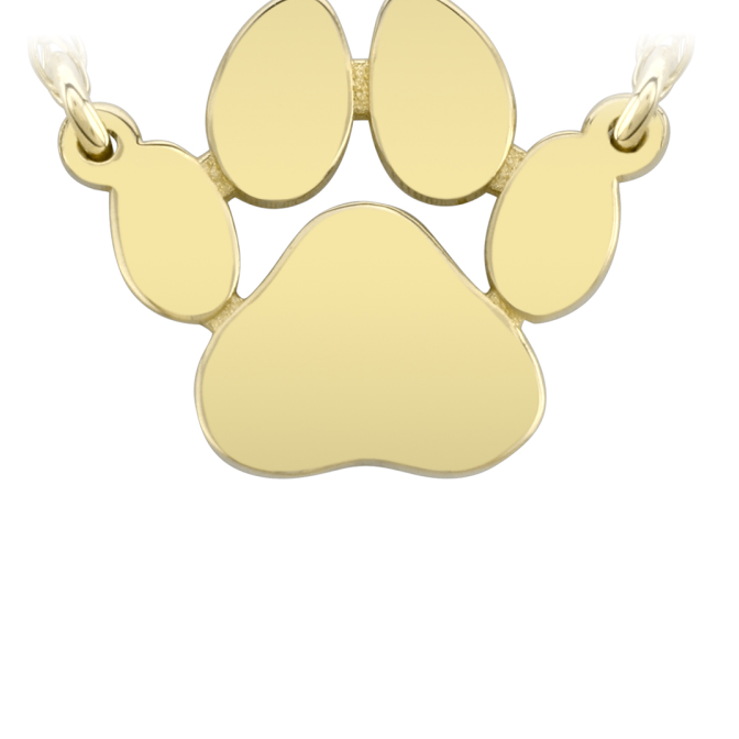 14K Gold Floating Dog Paw Print Necklace