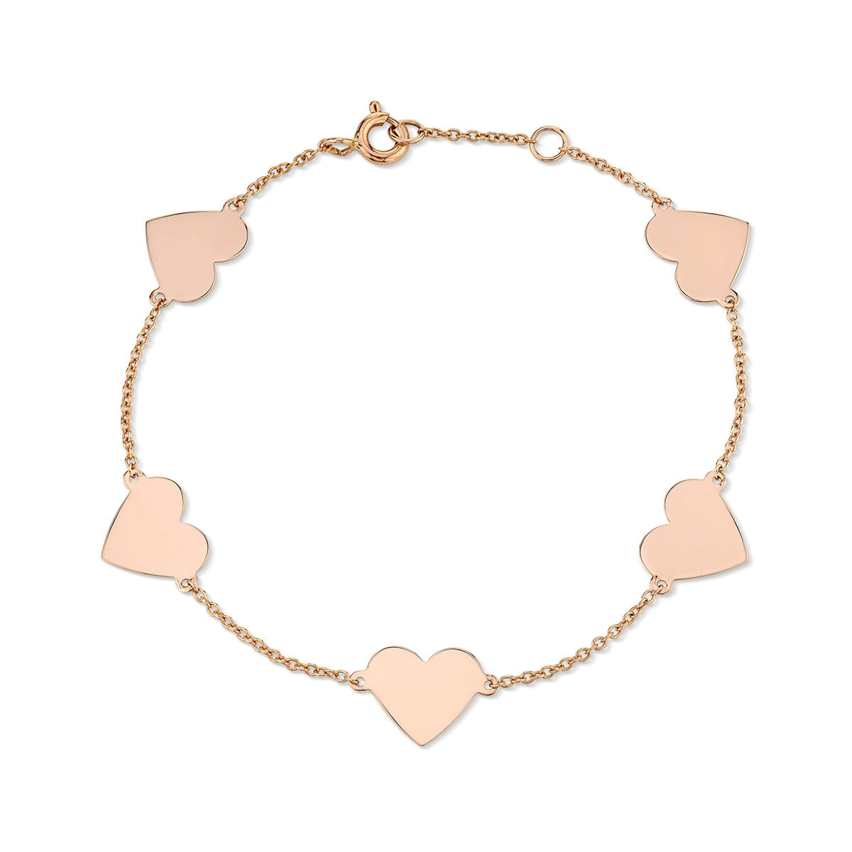 14k Gold 5 Floating Heart Bracelet