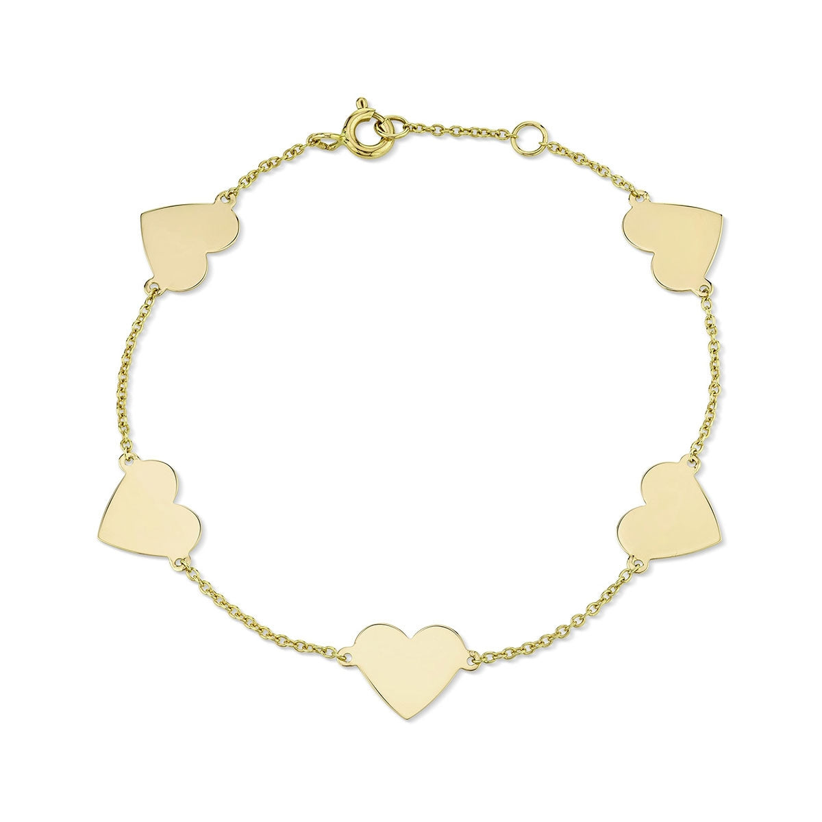 14k Gold 5 Floating Heart Bracelet