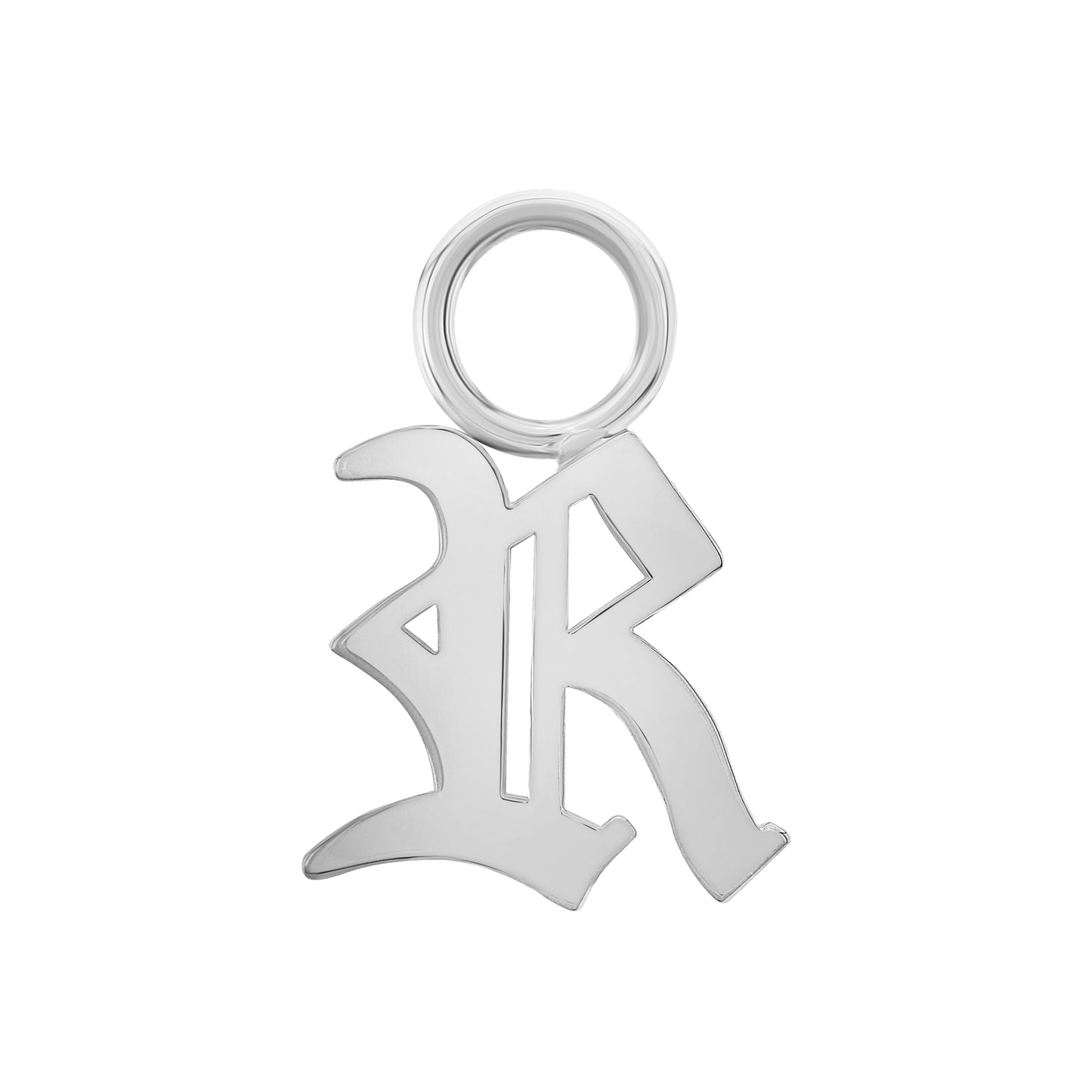 14k Gold Initial Hoop Charm