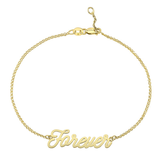 14k Gold Script Forever Bracelet