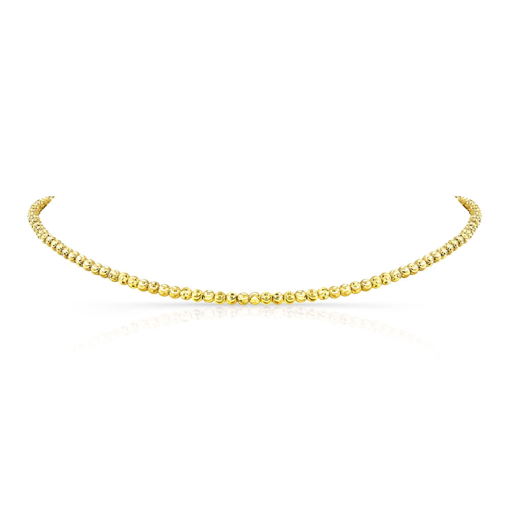 14k Gold Diamond Cut Bead Choker