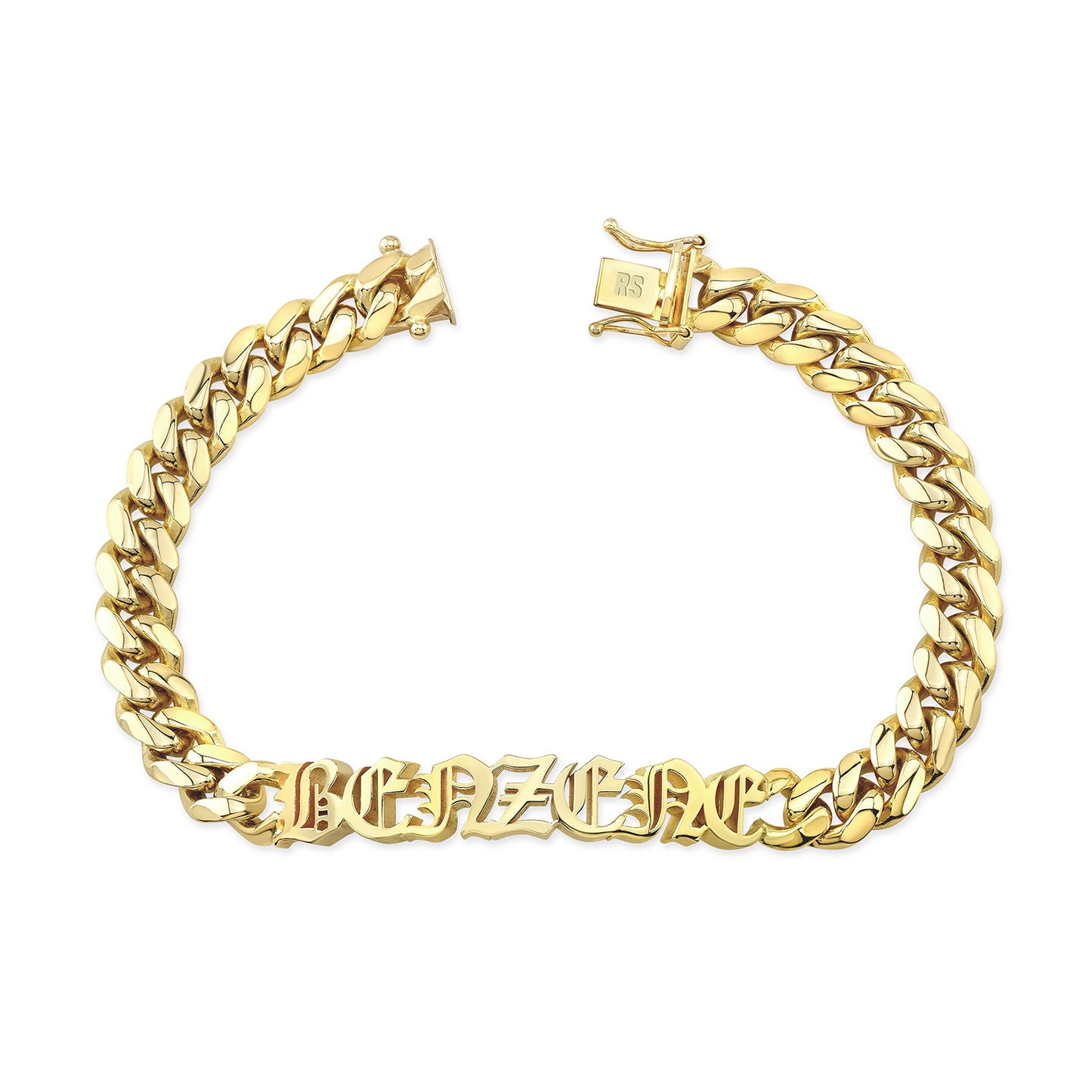 14K GOLD MIAMI CUBAN LINK THICK NAMEPLATE BRACELET