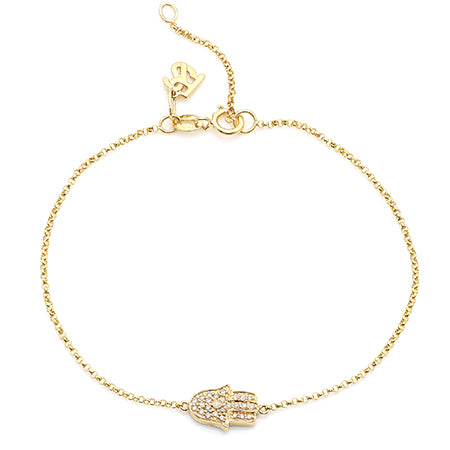 14k Gold Diamond Hamsa Hand Bracelet