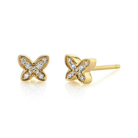 14k Gold Diamond Mini Butterfly Earrings