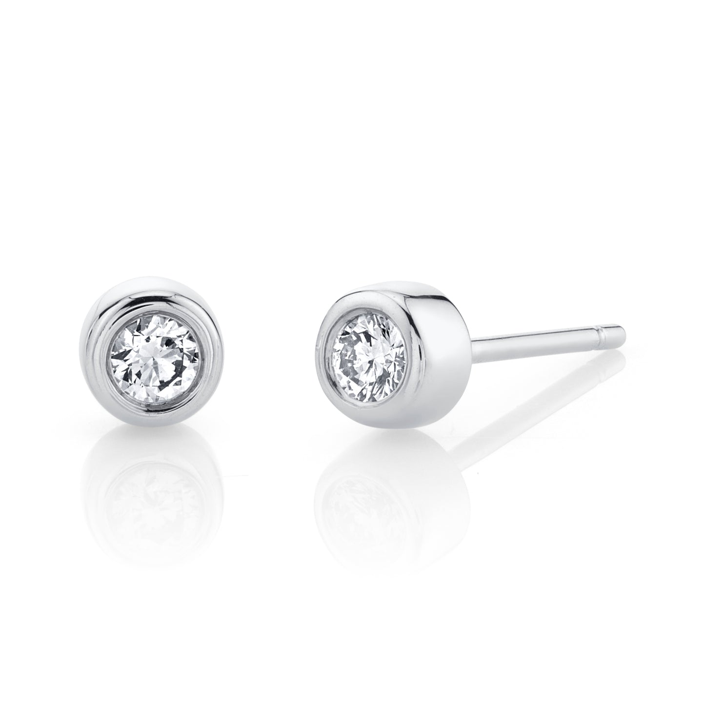 14k Gold Bezel Set Diamond Stud Earrings