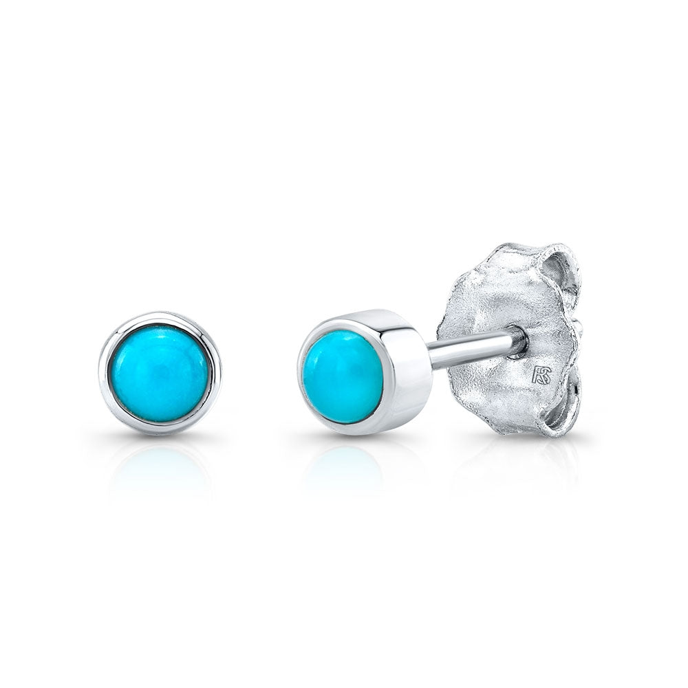 14k Gold Bezel Set Turquoise Stud Earrings