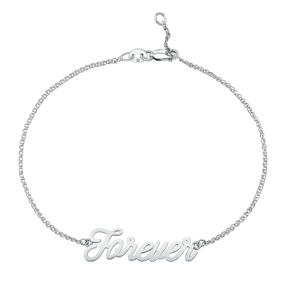 14k Gold Script Forever Bracelet
