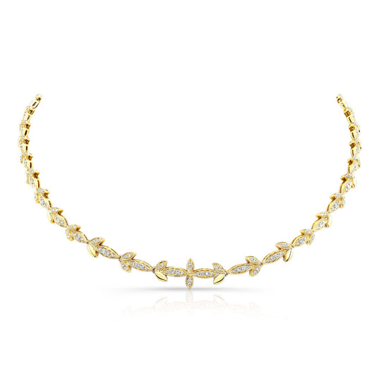 14k Gold Diamond Leaf Necklace