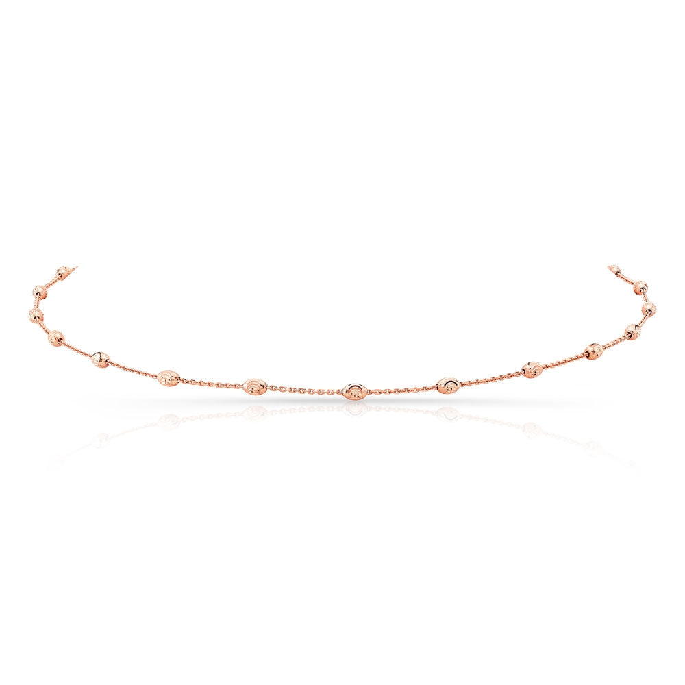 14k Gold Diamond Cut Beaded Chain Necklace