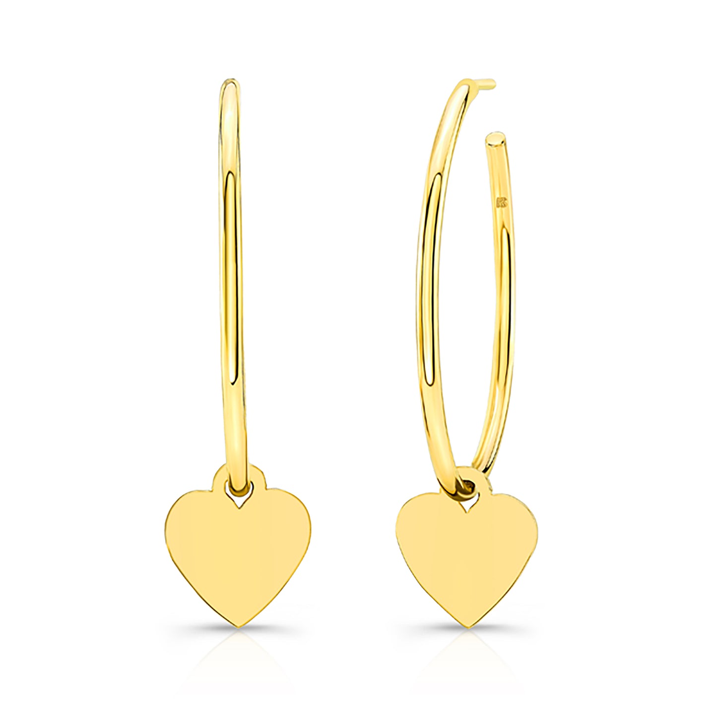 14k Gold Floating Heart Hoop Charm