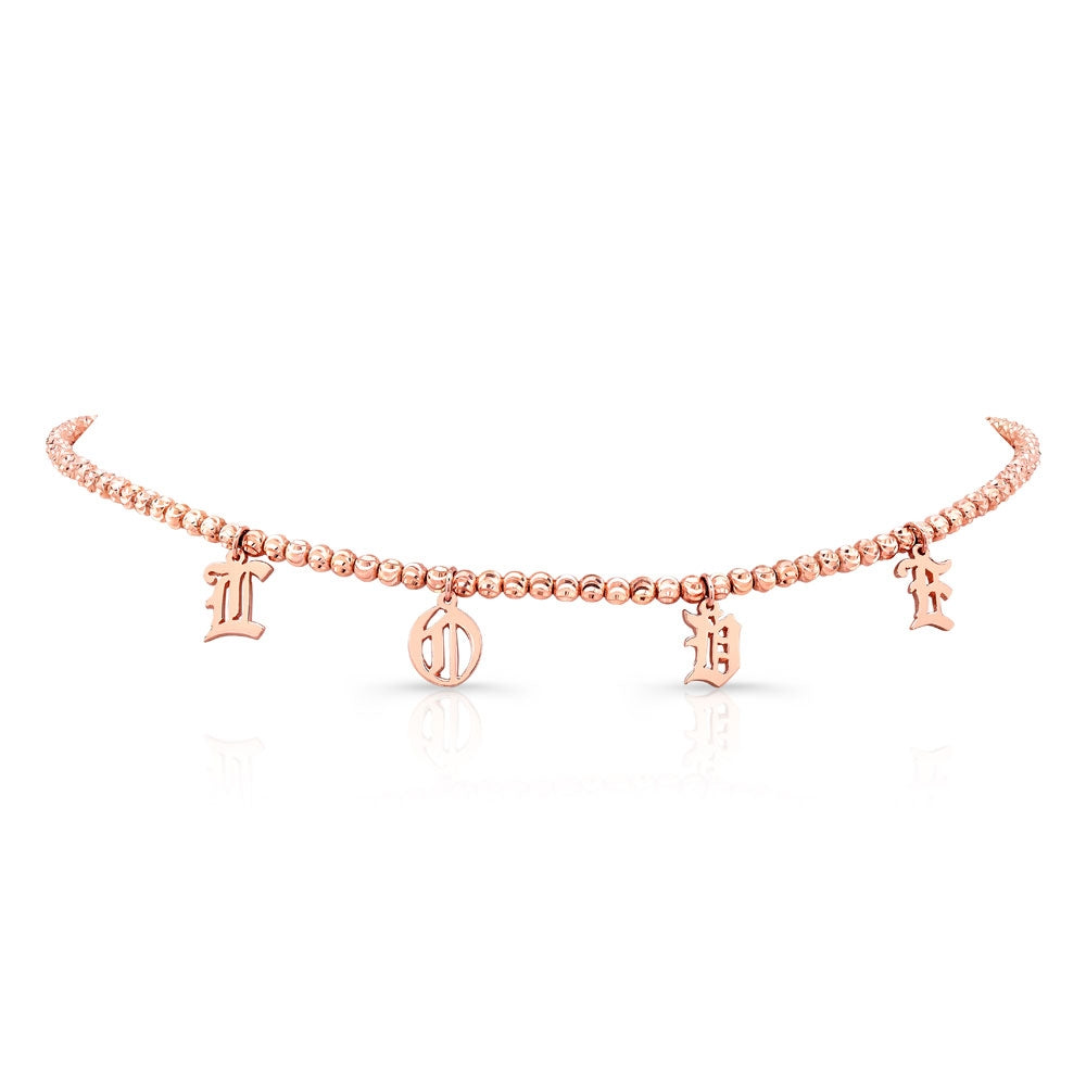 14k Gold Personalized Diamond Cut Bead Choker