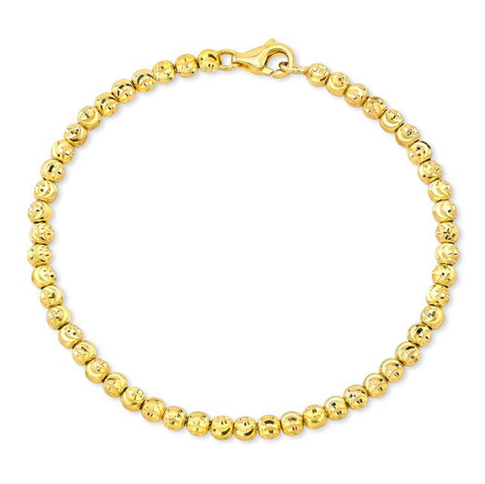 14k Gold Diamond Cut Bead Bracelet