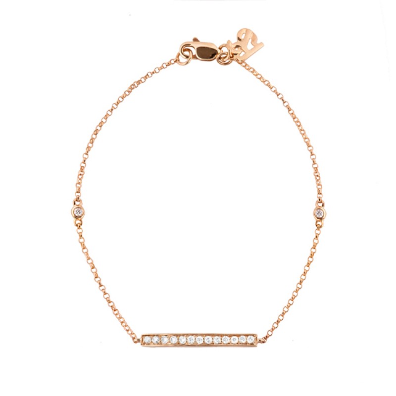 14k Rose Gold Diamond Bar Bracelet